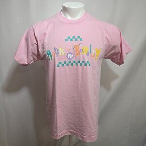 VTG Rock n' Royalty Single Stitch Tee Shirt Adult Size Large Pink Made USA 80s